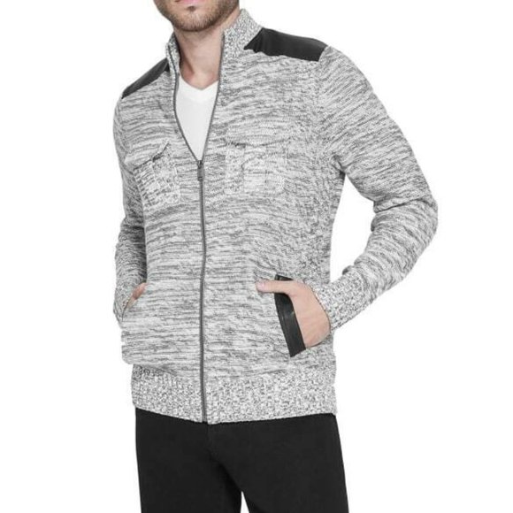 New GUESS Men's Drian Mock-Neck Zip Sweater - Picture 1 of 10